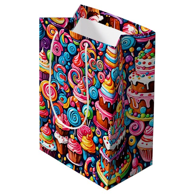 Bolsa De Regalo Mediana Dulces de cumpleaños (Angulo reverso)