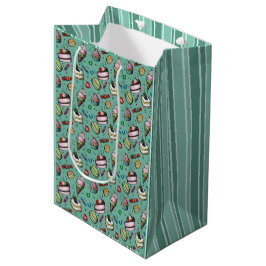 Bolsa De Regalo Mediana Dulces Retro - Turquesa