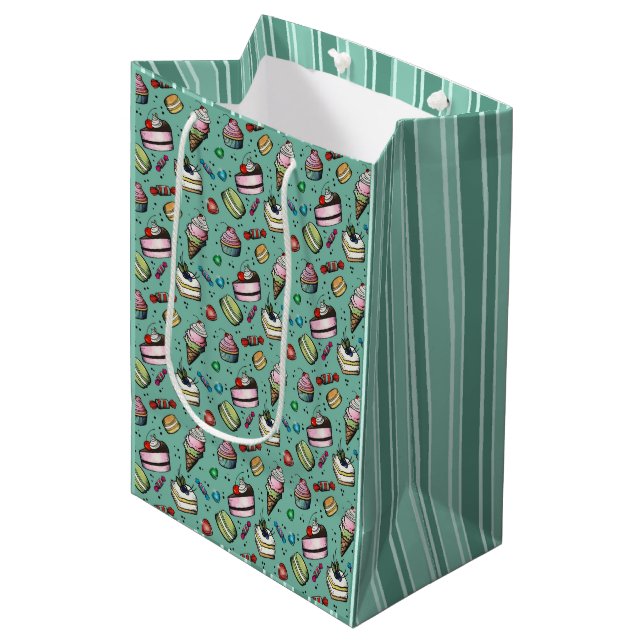 Bolsa De Regalo Mediana Dulces Retro - Turquesa (Angulo Anverso)