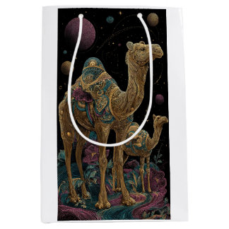 Bolsa De Regalo Mediana Dúo de camellos dorados cósmicos
