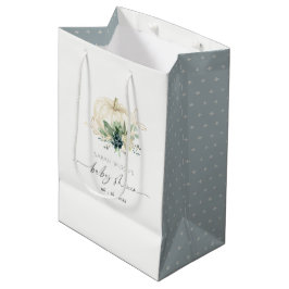Bolsa De Regalo Mediana Dusky Blue Green Succulum Pumpkin Baby Shower