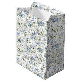 Bolsa De Regalo Mediana Dusty Blue Cream Florals Wedding Bridal Shower