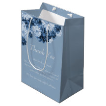 Dusty Blue Floral Wedding Favor Gift Bag