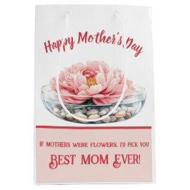 Bolsa De Regalo Mediana Dusty Pink Peony Día de la Madre