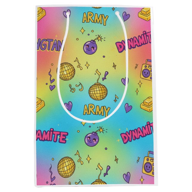 Bolsa De Regalo Mediana Dynamite Pop Art Rainbow Pattern (Anverso)