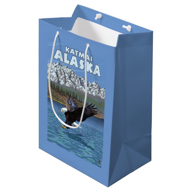 Bolsa De Regalo Mediana Eagle calvo que se zambulle - Katmai, Alaska (Angulo Anverso)
