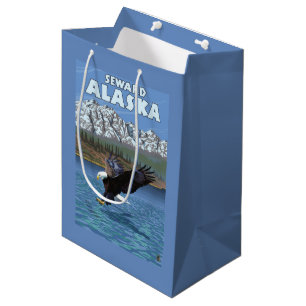 Bolsa De Regalo Mediana Eagle calvo que se zambulle - Seward, Alaska