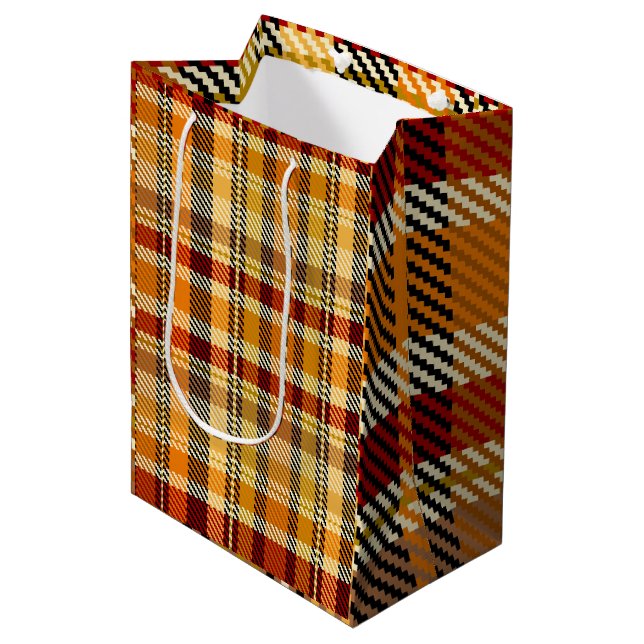 Bolsa De Regalo Mediana Earthtone Plaid Gift Bag (Angulo Anverso)