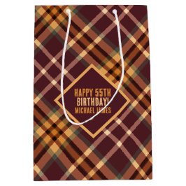 Bolsa De Regalo Mediana Earthy Tartan Plaids Día Especial Cumpleaños