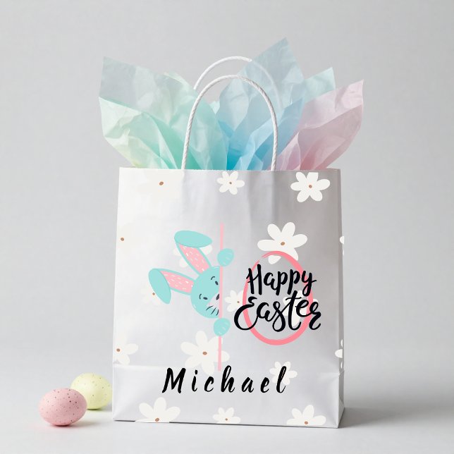 Bolsa De Regalo Mediana Easter Blue Bunny Personalized Gift Bag (Subido por el creador)