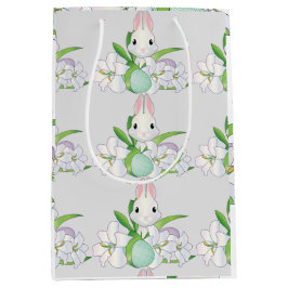 Bolsa De Regalo Mediana Easter Bunny White Lilies