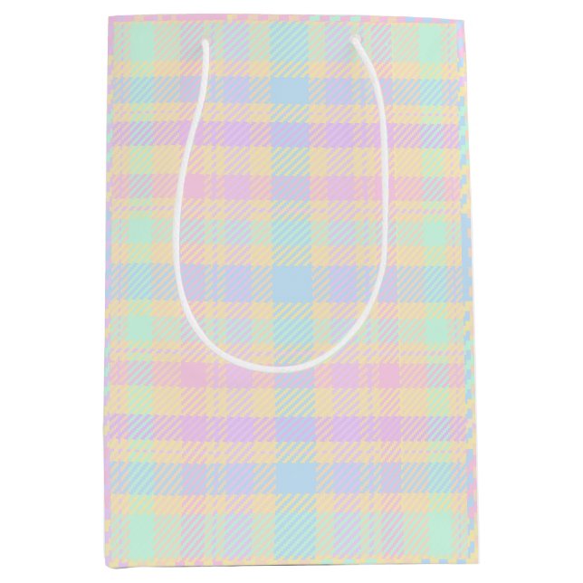 Bolsa De Regalo Mediana Easter Pastel Plaid Design Gift Bag (Anverso)