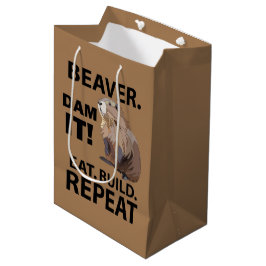 Bolsa De Regalo Mediana Eat Build Repeat Funny Beaver Animal