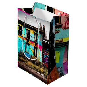 Bolsa De Regalo Mediana Edificio de graffiti abandonado por arte urbano
