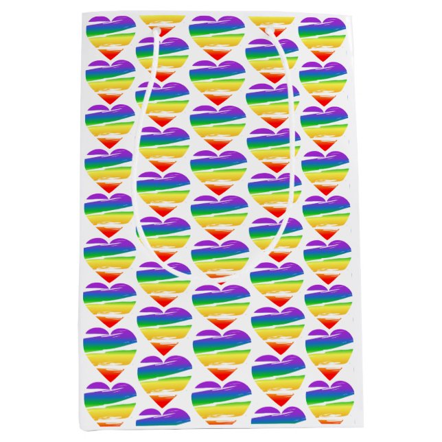 Bolsa De Regalo Mediana Efecto Lgbt Rainbow Heart Brush (Anverso)