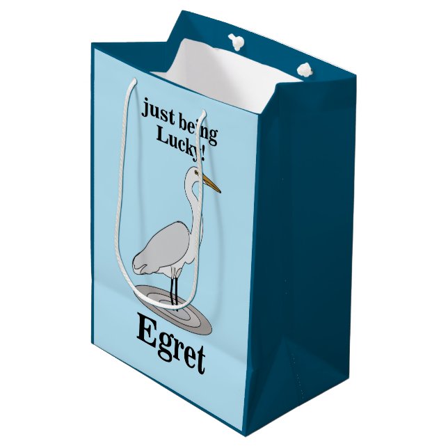 Bolsa De Regalo Mediana Egret Lucky Bird (Angulo Anverso)