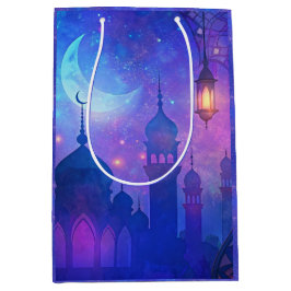 Bolsa De Regalo Mediana Eid Mubarak Magic Arabian Nights Crescent Blue Art
