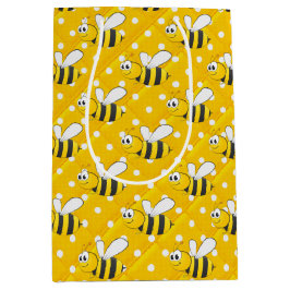 Bolsa De Regalo Mediana El abejorro con puntos de polka amarillos y blanco
