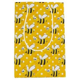 Bolsa De Regalo Mediana El abejorro con puntos de polka amarillos y blanco