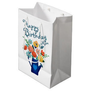 Bolsa De Regalo Mediana El agua puede llenarse de flores Feliz cumpleaños