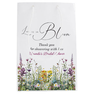 Bolsa De Regalo Mediana El amor está en flor Novia Floral Ducha Silvestre