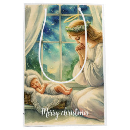 Bolsa De Regalo Mediana el ángel de la guarda reza junto a la cuna del beb