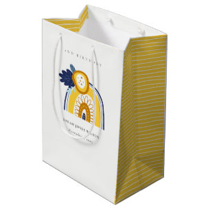 Bolsa De Regalo Mediana El arcoiris floral de la marina amarilla cualquier