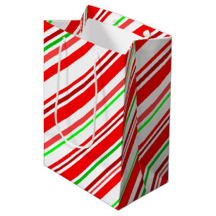 Bolsa De Regalo Mediana El bastón de caramelo raya día de fiesta blanco