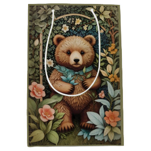 Bolsa De Regalo Mediana El bebé lindo oso marrón William Morris inspirado