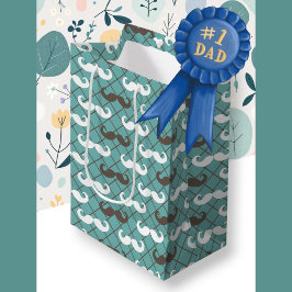 Bolsa De Regalo Mediana El bigote marrón y Verde azulado del padre