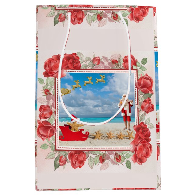 Bolsa De Regalo Mediana El caprichoso Papá Noel Nieve (Anverso)