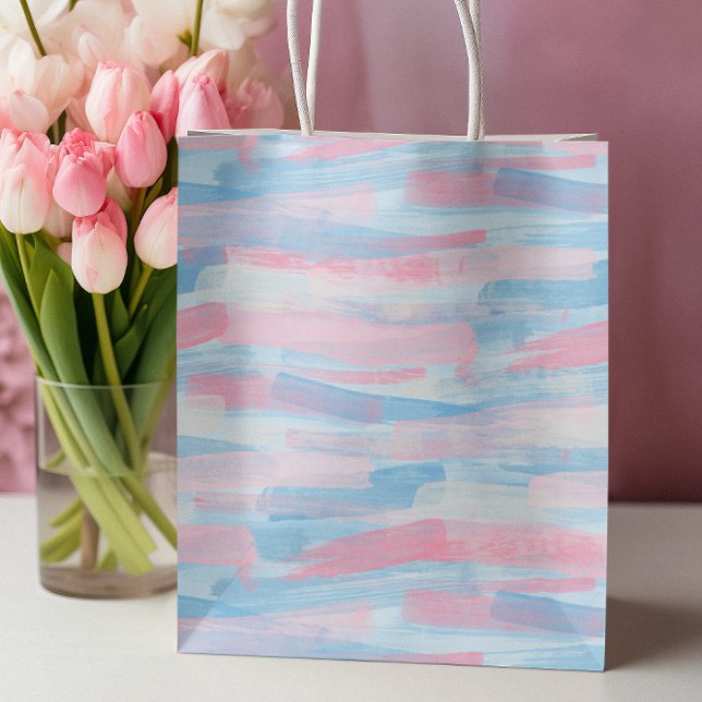 Bolsa De Regalo Mediana El día de la madre, azul y rosa (Baby pink & blue Happy Mother's Day Medium Gift Bag)