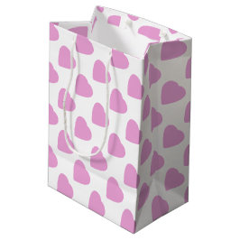 Bolsa De Regalo Mediana El día de San Valentín De Patrón De Corazón Blanco
