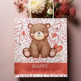 Bolsa De Regalo Mediana El día de San Valentín del oso acuarela