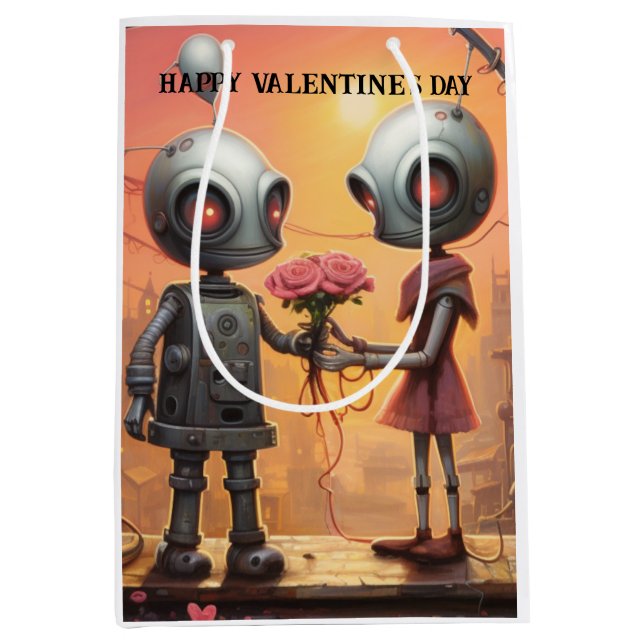 Bolsa De Regalo Mediana El día de San Valentín lindo y gracioso para niños (Anverso)