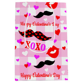 Bolsa De Regalo Mediana El día de San Valentín Mustaches Amor y Besos