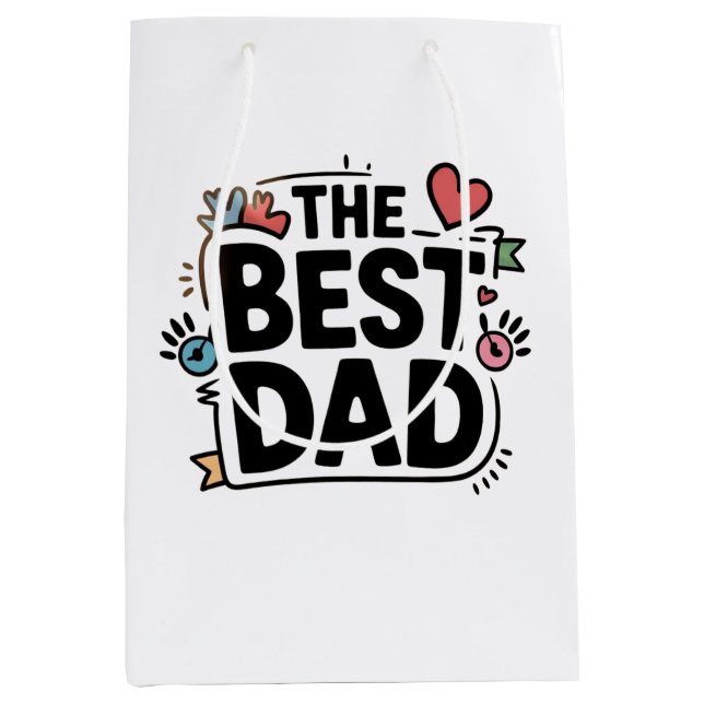 Bolsa De Regalo Mediana El diseño de texto de Mejor Papá (Anverso)