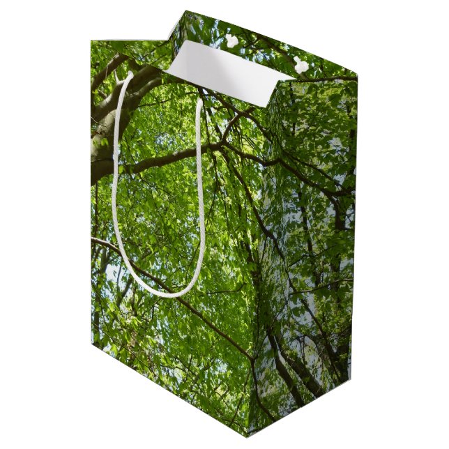 Bolsa De Regalo Mediana El dosel de la primavera deja la naturaleza verde (Angulo reverso)