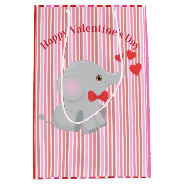 Bolsa De Regalo Mediana El elefante lindo Valentine (Anverso)