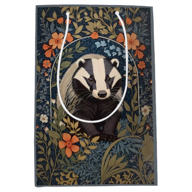 Bolsa De Regalo Mediana El elegante William Morris inspiró a Badger (Anverso)
