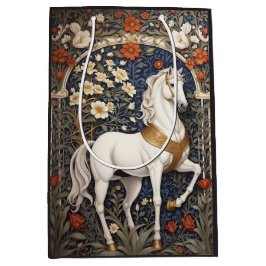 Bolsa De Regalo Mediana El elegante William Morris inspiró el caballo blan