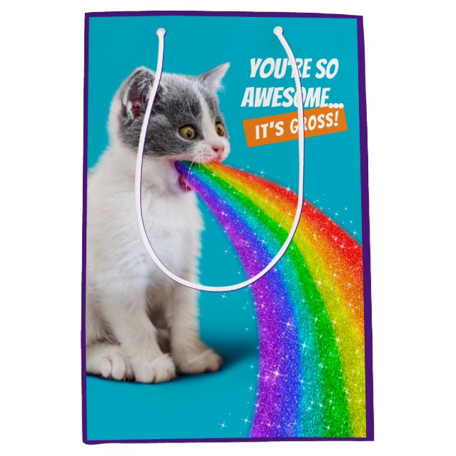 Bolsa De Regalo Mediana El gatito derrama el arcoiris (Anverso)