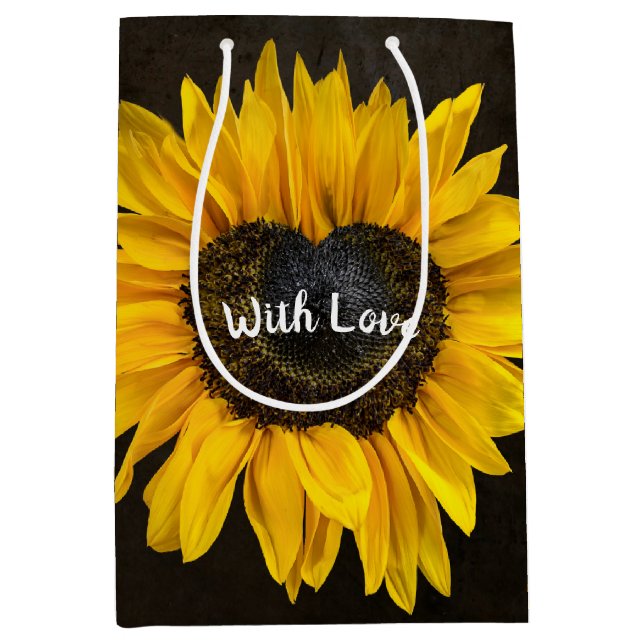 Bolsa De Regalo Mediana El girasol del corazón del amor (Anverso)