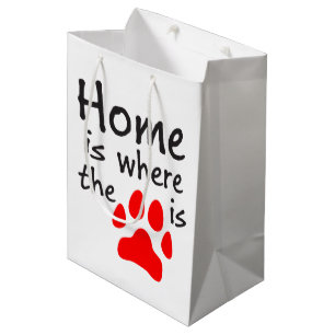 Bolsa De Regalo Mediana El hogar es donde la huella de la pata es una bols