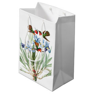 Bolsa De Regalo Mediana El iris azul de los pájaros del colibrí florece