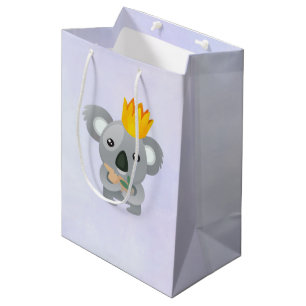 Bolsa De Regalo Mediana El lindo oso de Koala vestido con una corona de or