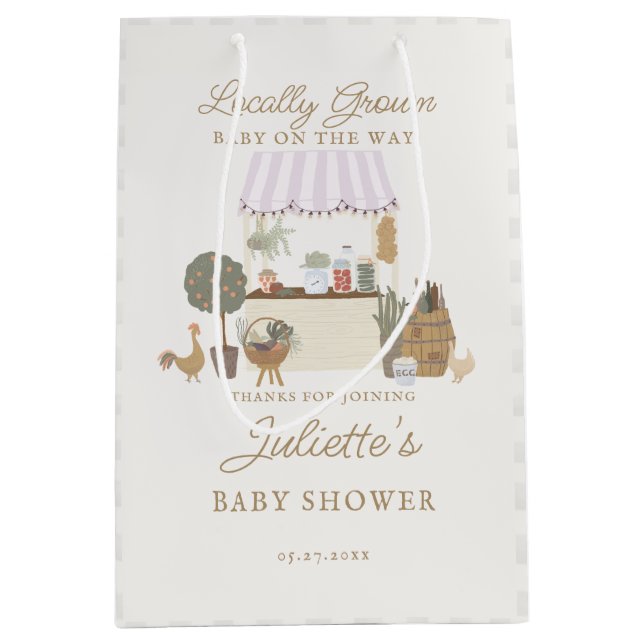 Bolsa De Regalo Mediana El mercado de granjeros rosados cultiva localmente (Anverso)