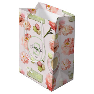 Bolsa De Regalo Mediana El moderno Shabby Chic Peonies y Macarons Set