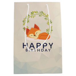 Bolsa De Regalo Mediana El Naranja suave Fox con la corona de las hojas ve