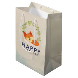 Bolsa De Regalo Mediana El Naranja suave Fox con la corona de las hojas ve